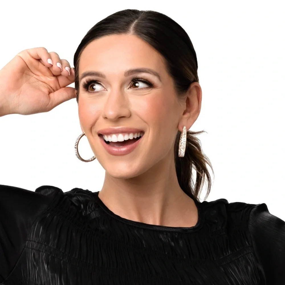 Gold Rhinestone Hoops - Picture 4 of 4